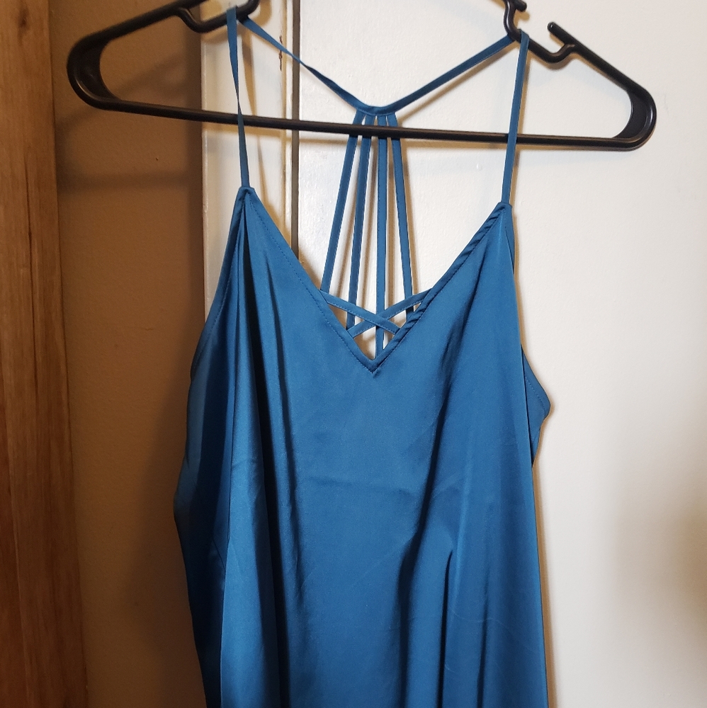 Satin Blue Tank Top